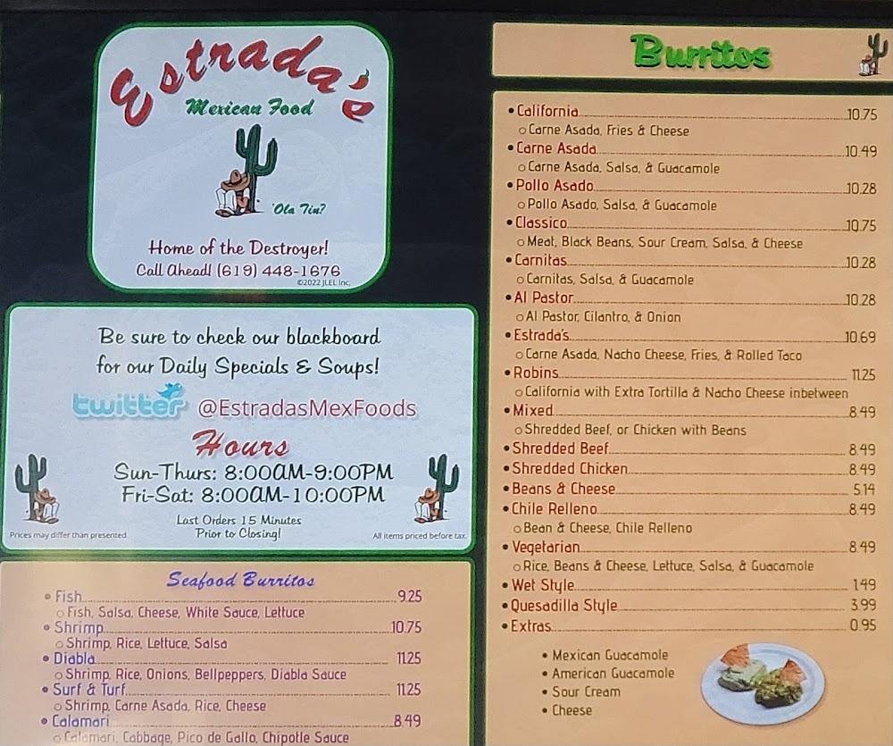 Estrada's Mexican Food Menu image 4
